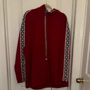 Nike Red Zip-Up Hooded Sweater with Navy Trim